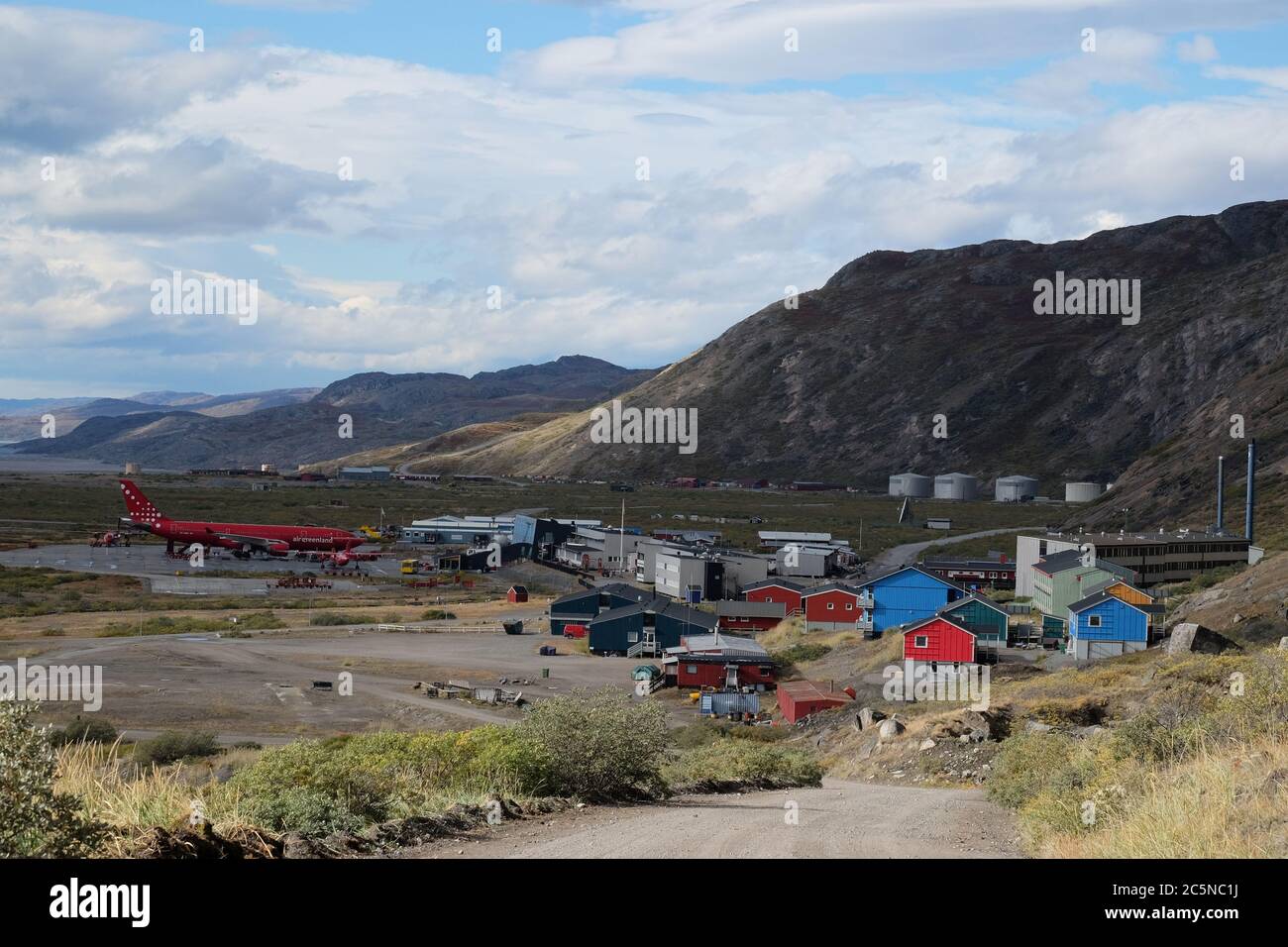 Kangerslussuaq airport - the main transport for the world's largest island,Greenland. Stock Photo