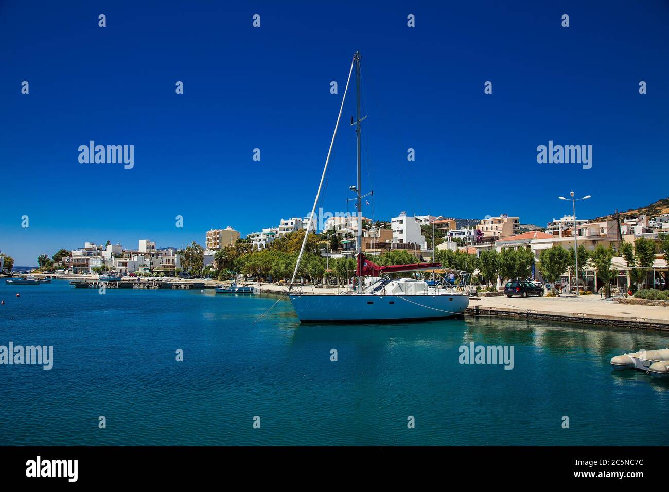 Marmari , Evia, Greece - June 1, 2018: Beautiful panoramic view on harbor in Marmari , Evia, Greece. Europa. Stock Photo