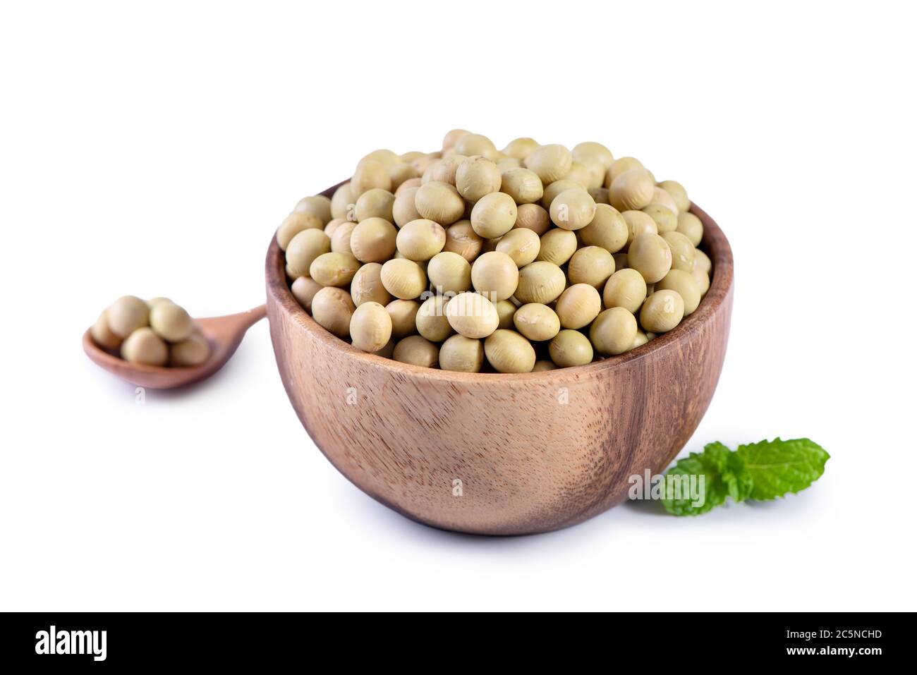Yellowgreen Taiwanese organic nonGMO soybeans, soy beans in a container isolated on white