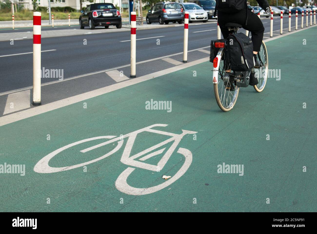 bicycle path in berlin Stock Photo