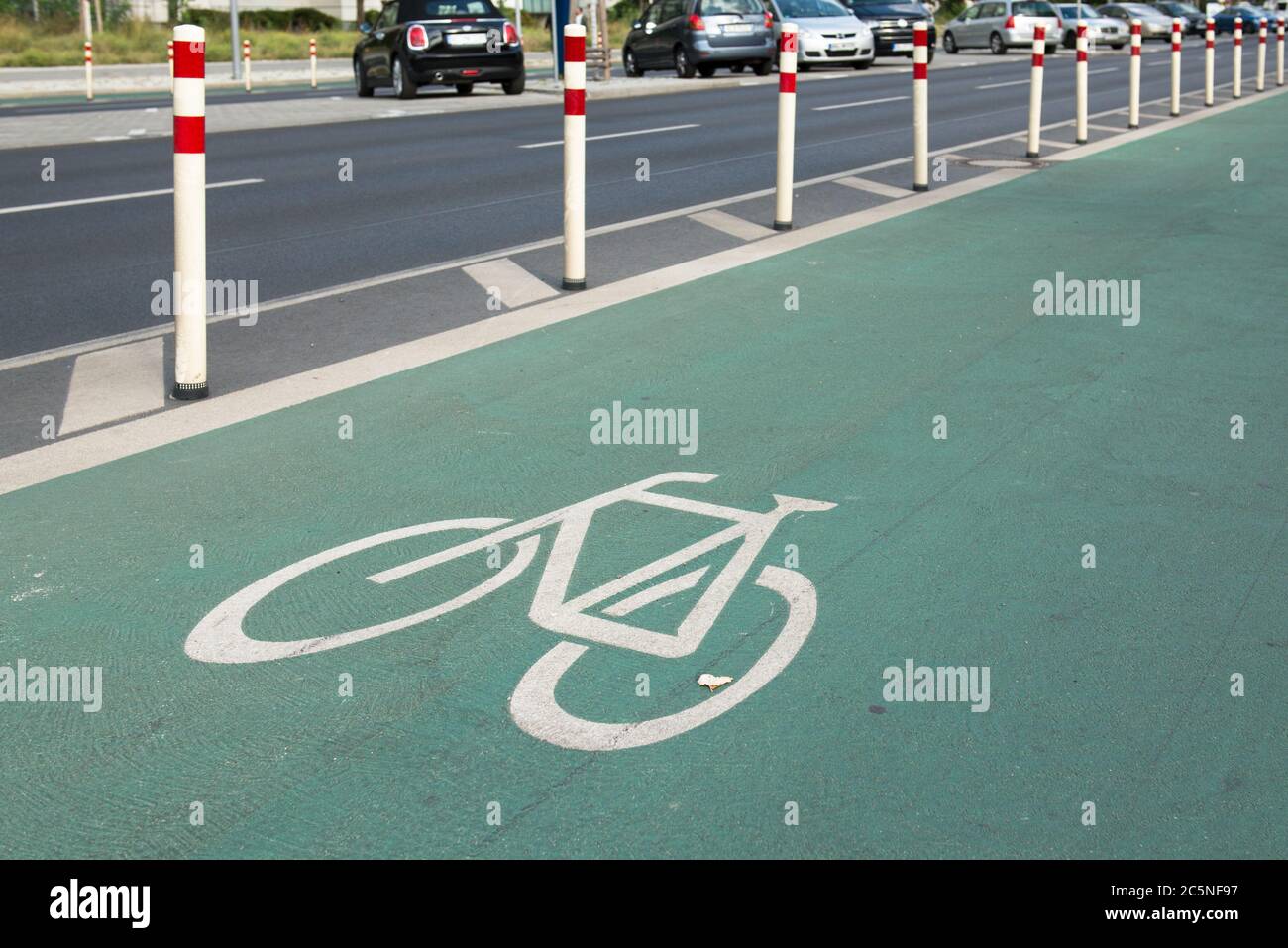 bicycle path in berlin Stock Photo Alamy