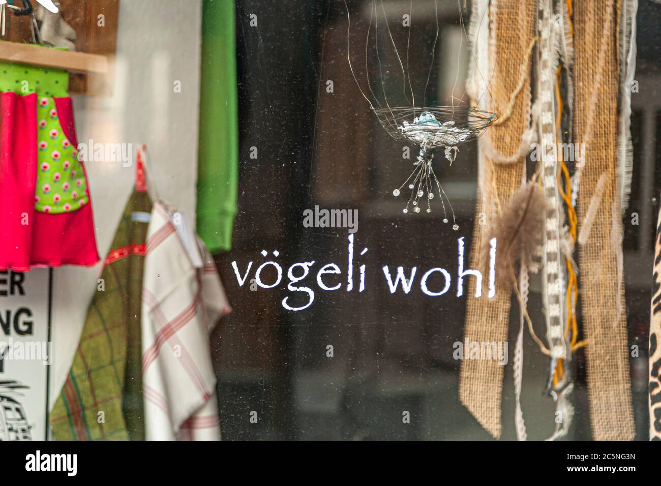 Detail of a shop window decoration in Tschiertschen-Praden, Switzerland Stock Photo