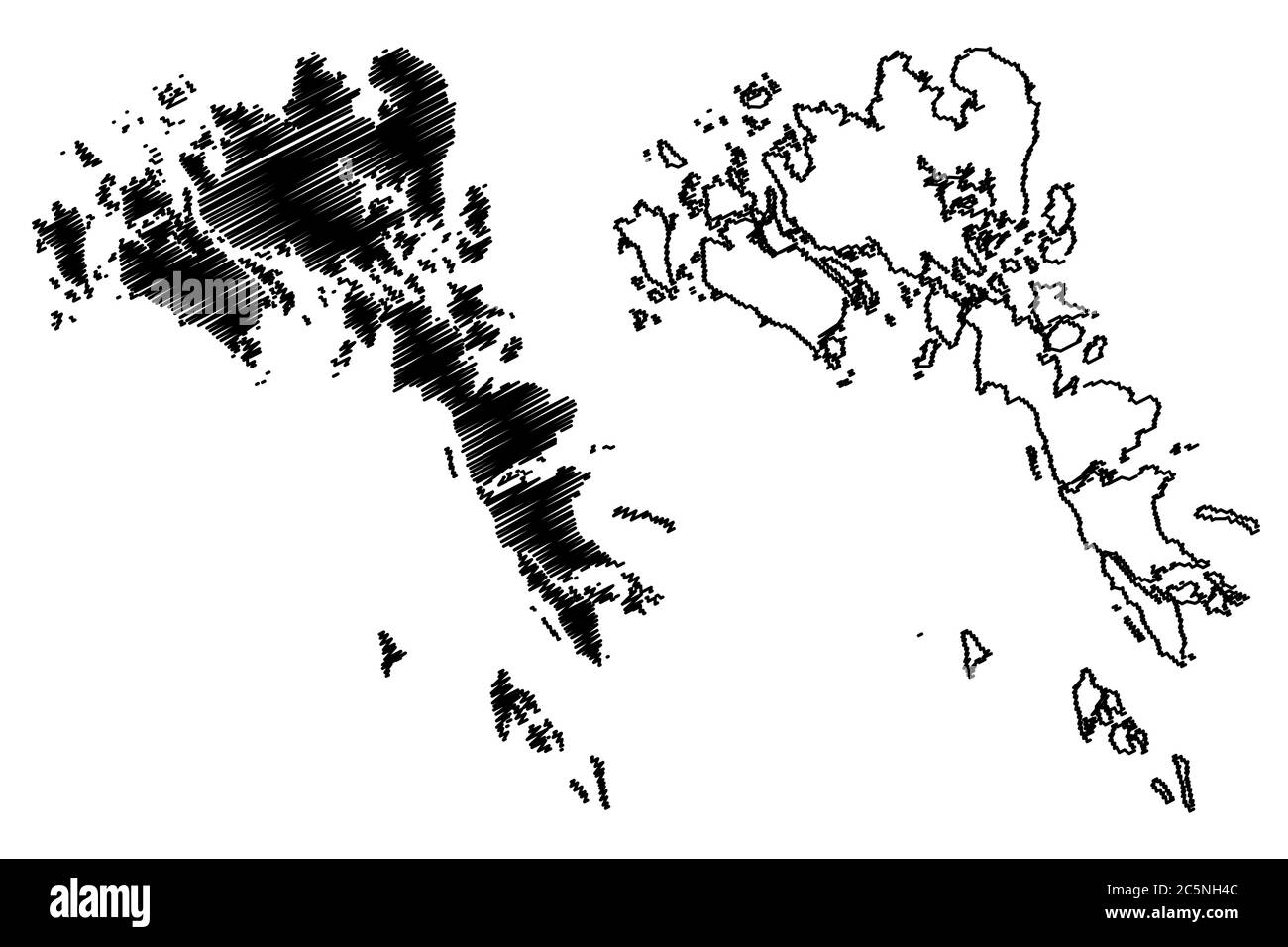 Batam City (Republic of Indonesia, Riau Islands) map vector illustration, scribble sketch City of Batam map Stock Vector
