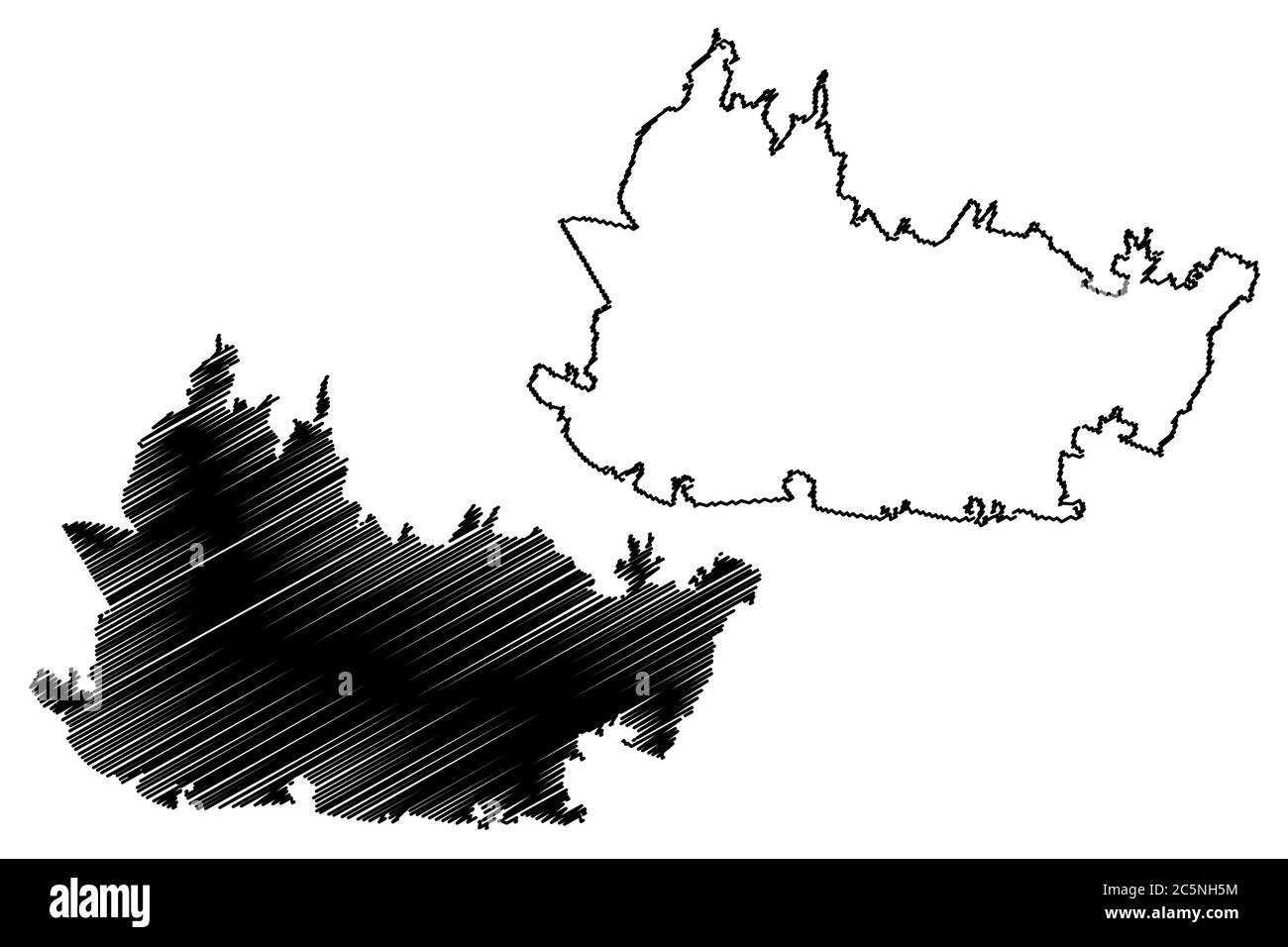 Bandung City (Republic of Indonesia, Java island) map vector illustration, scribble sketch City of Bandung map Stock Vector