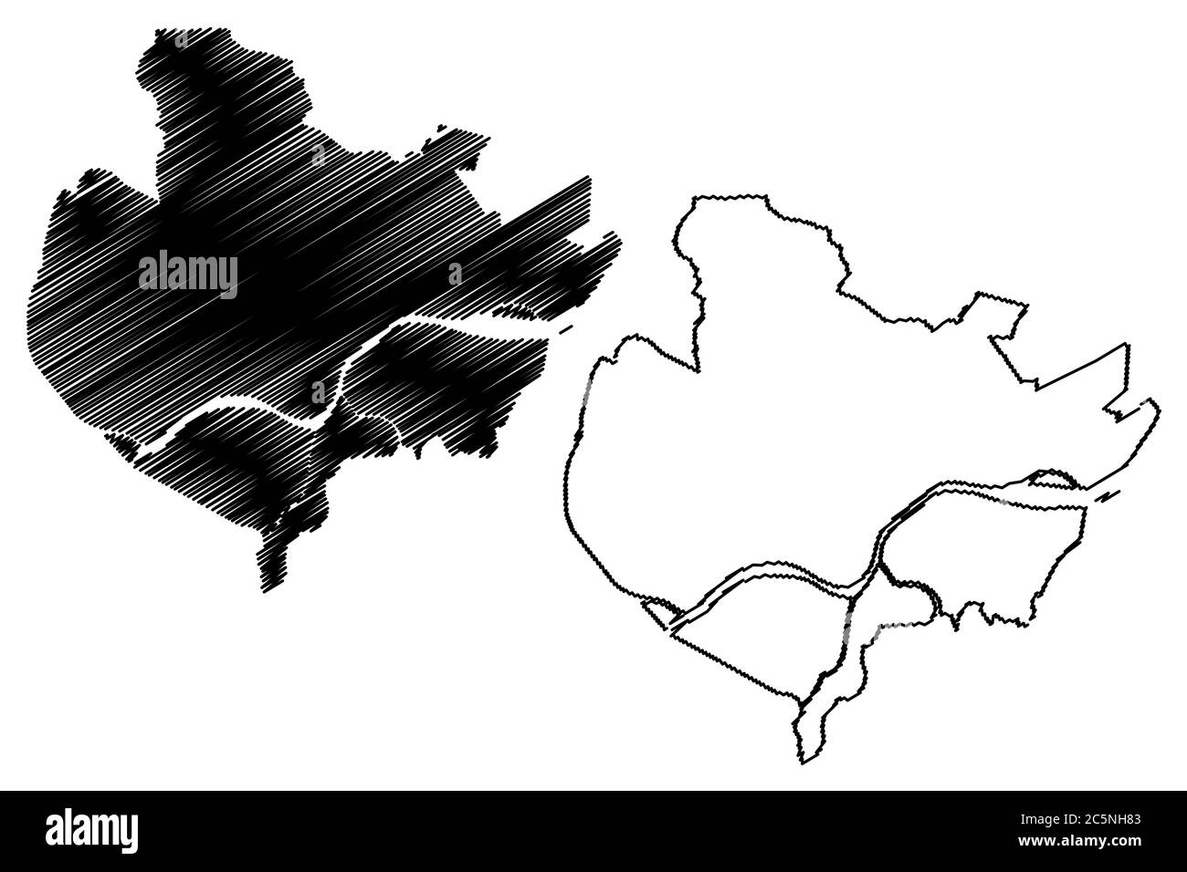 Palembang City (Republic of Indonesia, Sumatra island) map vector illustration, scribble sketch City of Palembang map Stock Vector