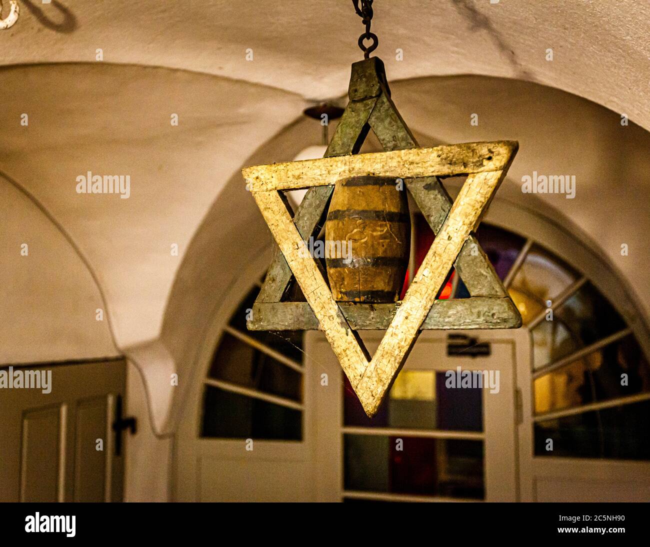 Zoigl Beer Pub in Altenstadt an der Waldnaab, Germany. The Zoigl star should be older, than the star of David. As a craft symbol of the brewers, it shows, where there is freshly brewed beer Stock Photo