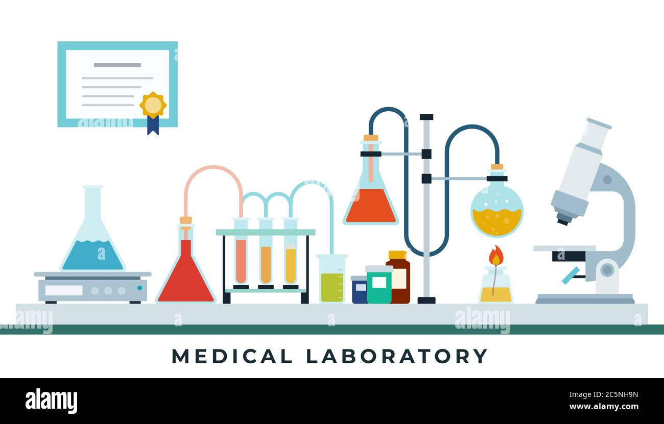 Concept medical laboratory flat design vector illustration Stock Vector