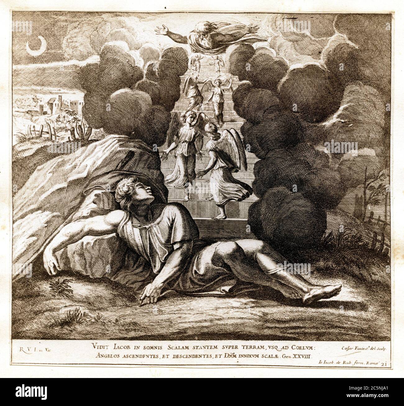Jacob's Vision. Albumen print of engraving after Raphael by Edward ...