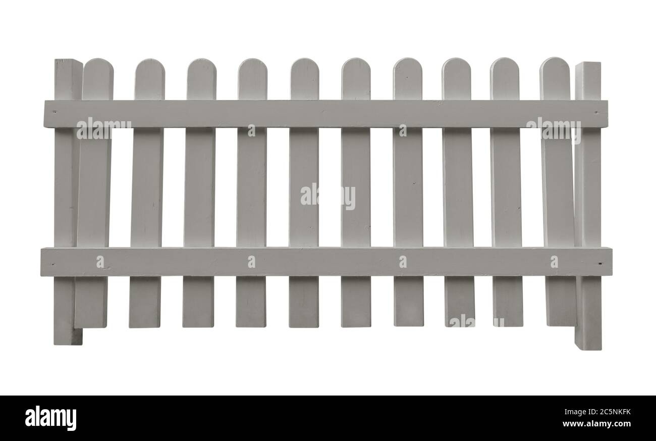 White wooden fence isolated on white with Clipping Path Stock Photo - Alamy