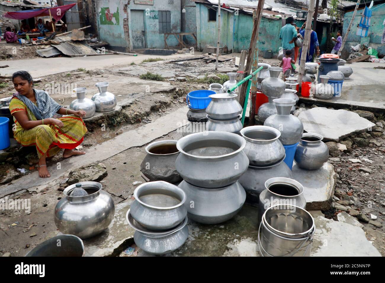 Dhaka, Bangladesh July 03, 2020 Residents of South Kamalapur in