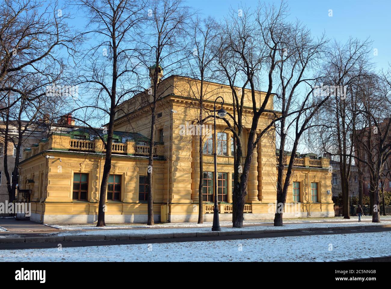 Historic city architecture. The building of the educational power station of the Nikolaev Engineering Academy in Saint Petersburg shown at winter suns Stock Photo