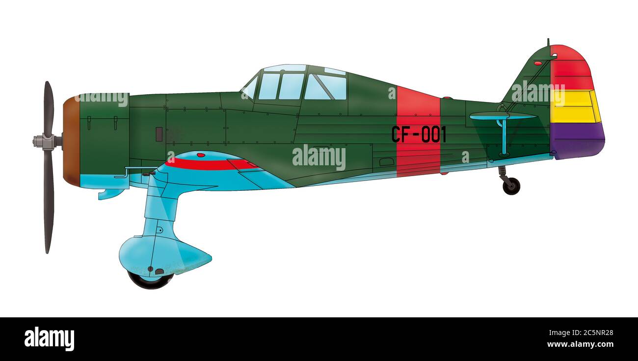 Fokker D.XXI of the Spanish Republican Air Force, 1938 Stock Photo