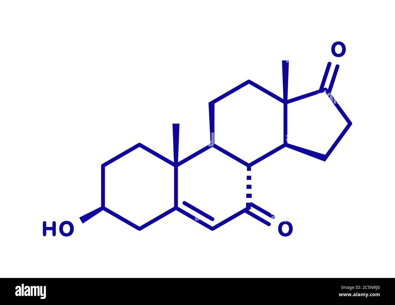 7-Ketodehydroepiandrosterone or 7-keto-DHEA molecule. Skeletal formula. Stock Photo
