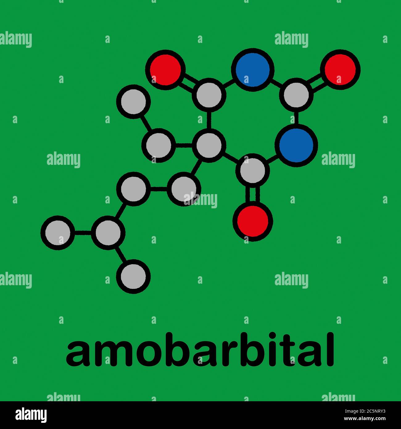 Amobarbital (amylobarbitone) barbiturate sedative, chemical structure. Stock Photo