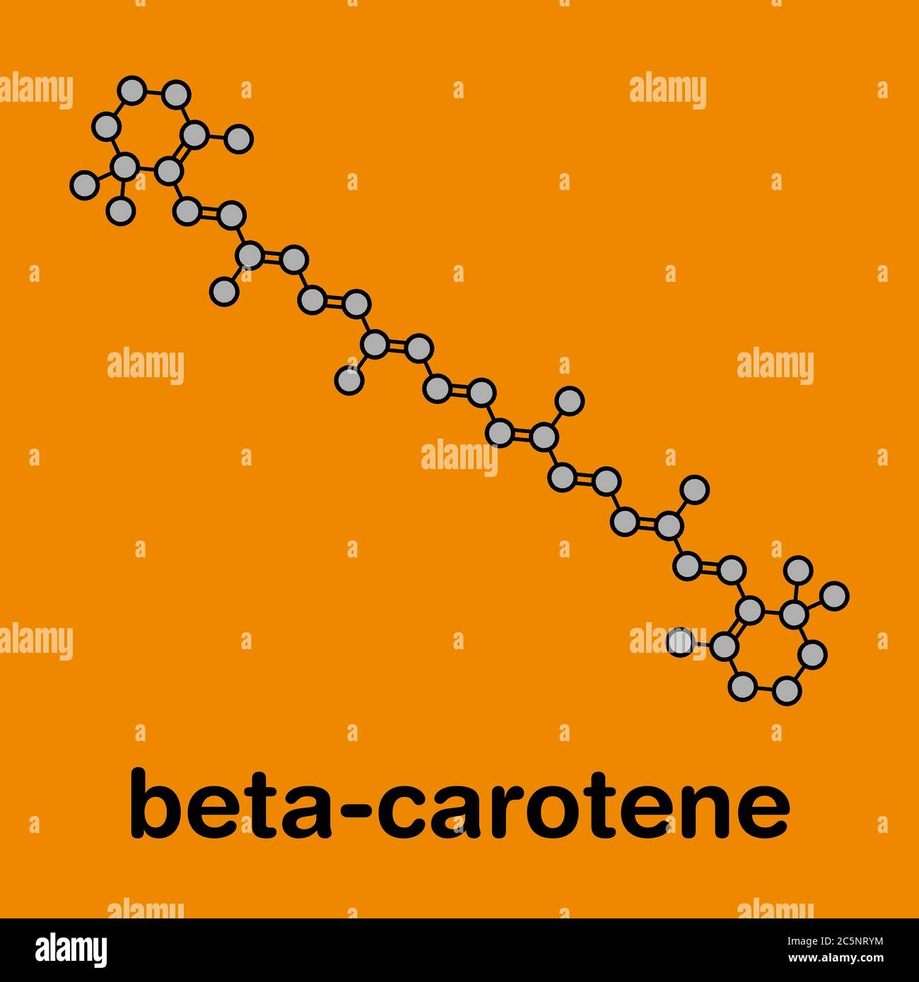 Beta-carotene pigment molecule. Stylized skeletal formula (chemical