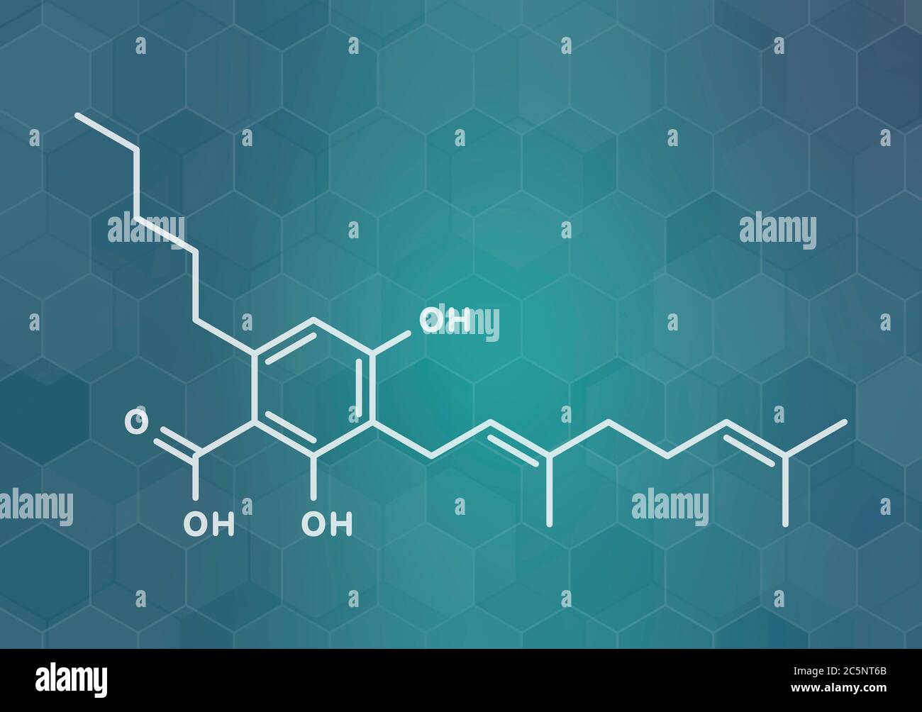 Cannabigerolic Acid Or CBGA Cannabinoid Molecule. Skeletal Formula ...