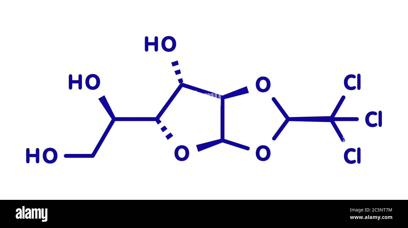 Chloralose rodenticide molecule. Skeletal formula. Stock Photo