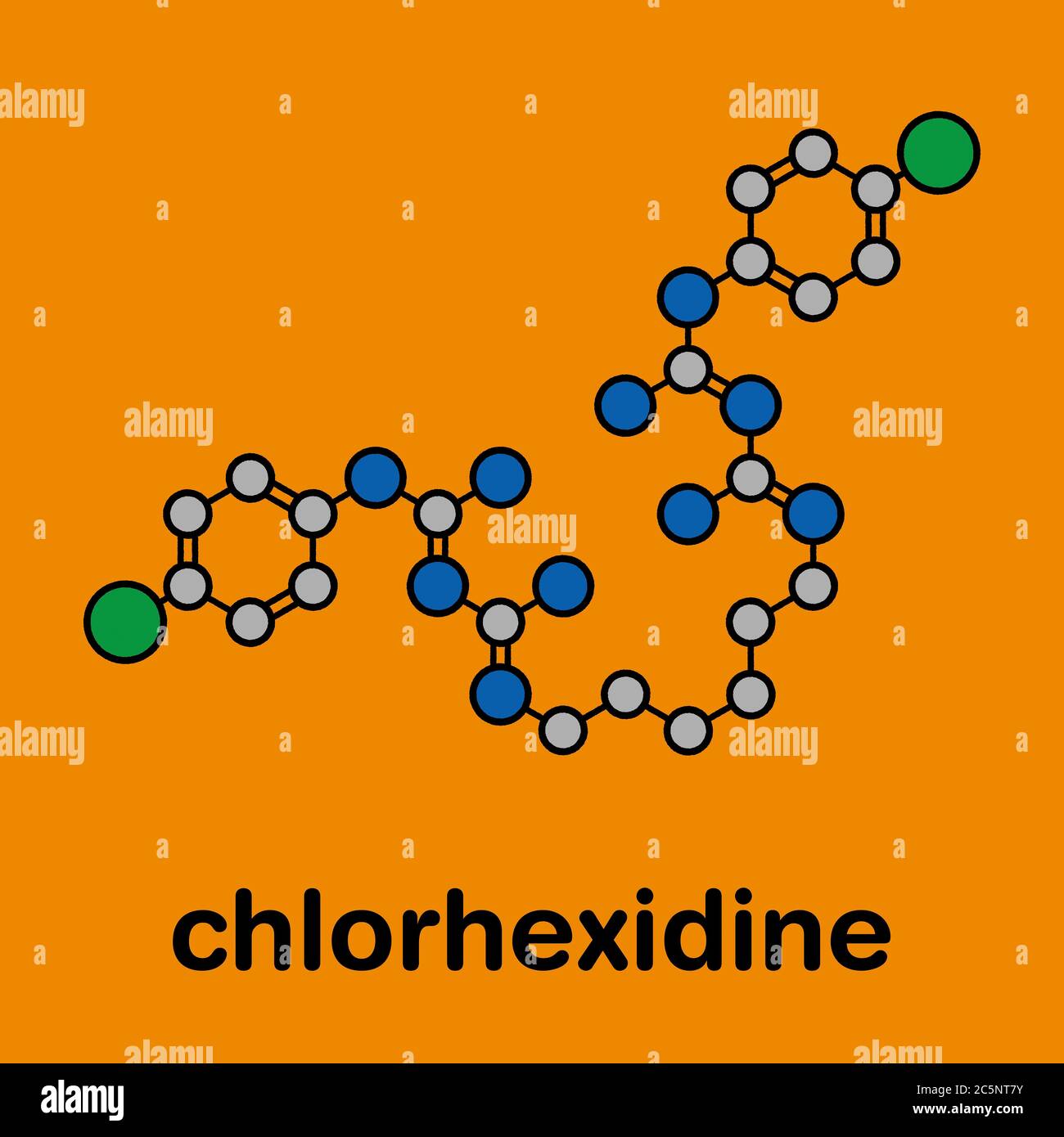 Chlorhexidine antiseptic molecule. Stylized skeletal formula (chemical