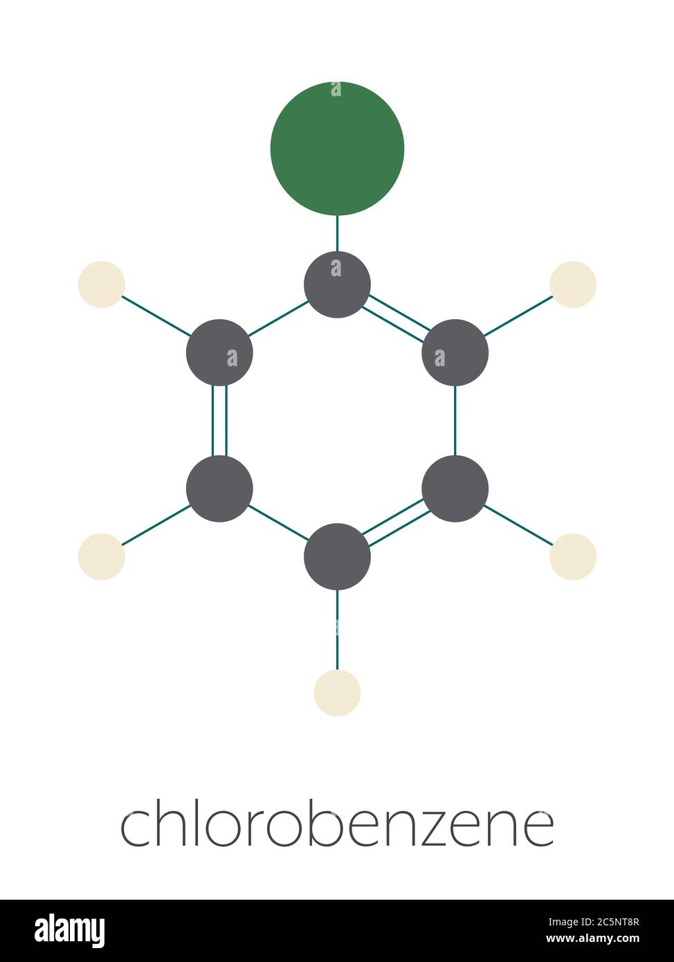 Chlorobenzene industrial solvent molecule. Stylized skeletal formula