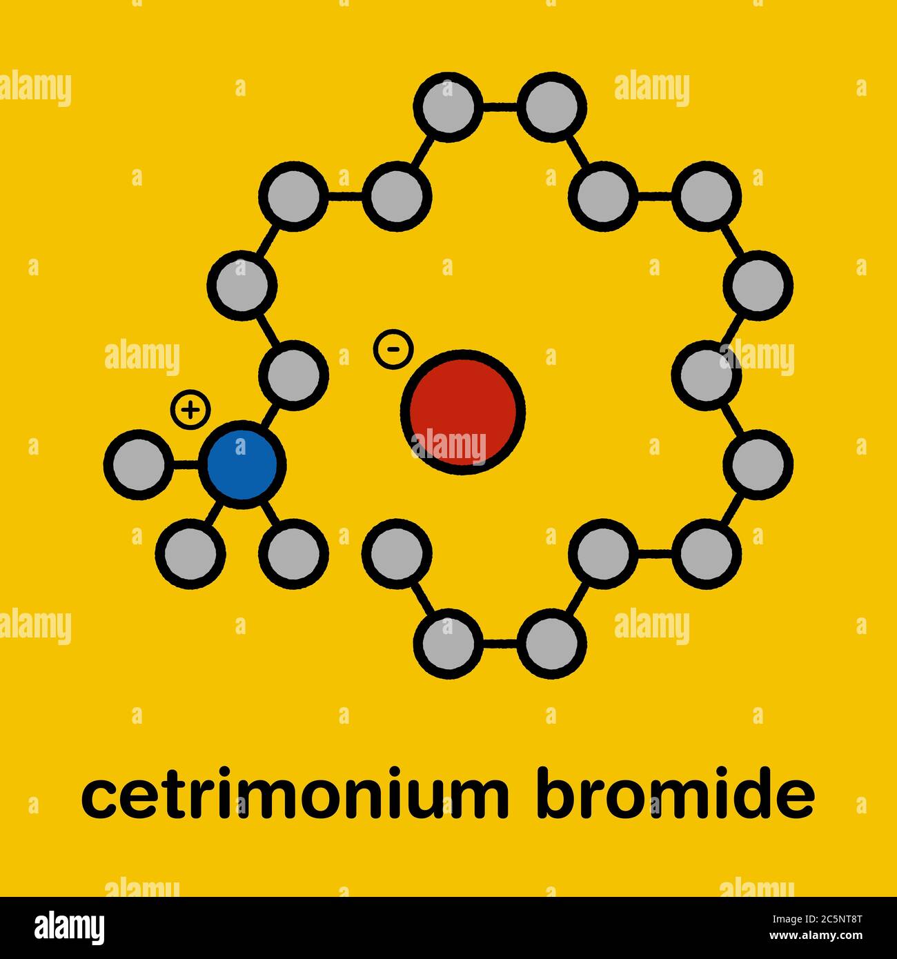 Cetrimonium bromide antiseptic surfactant molecule. Stylized skeletal