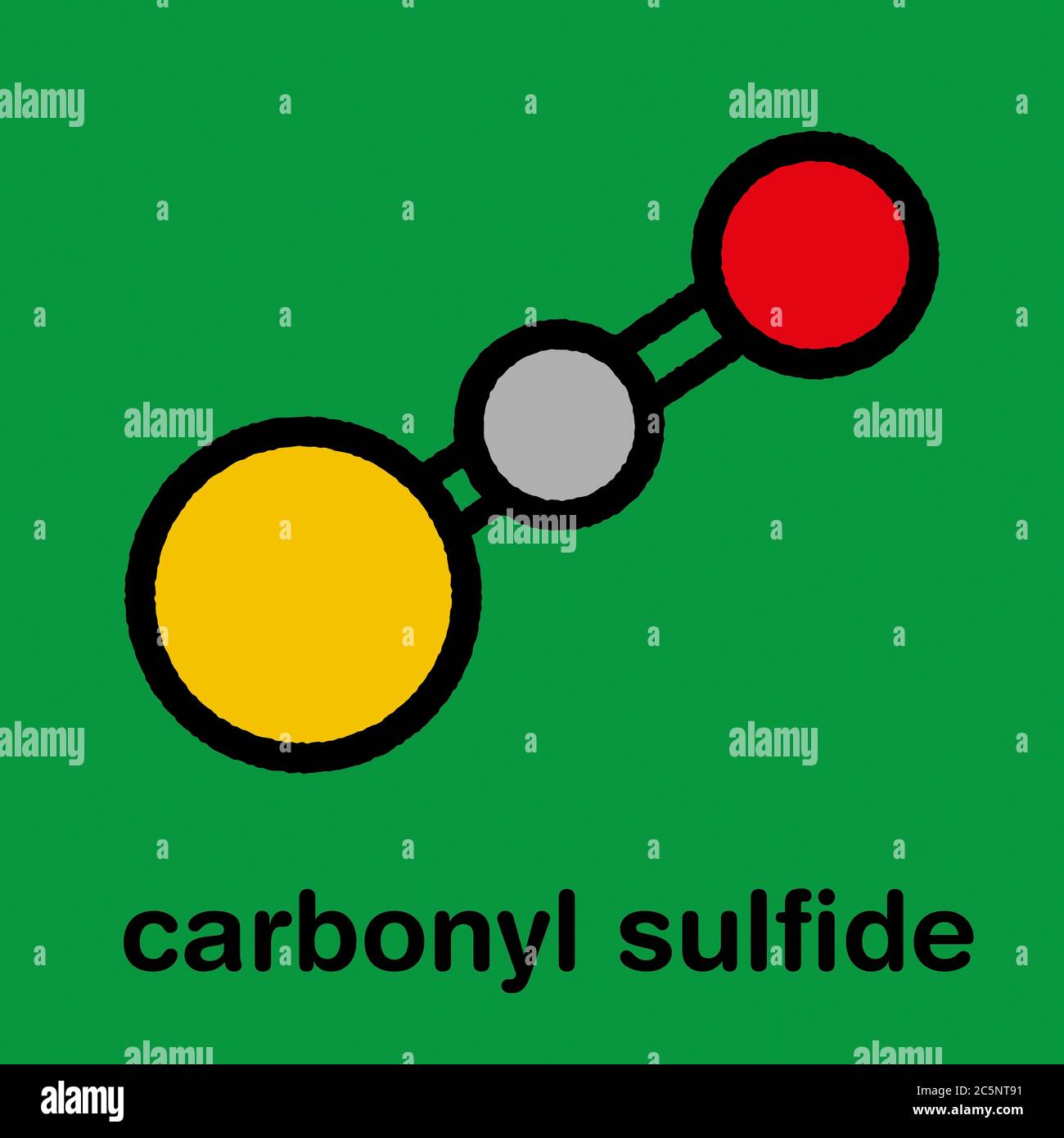 (COS) molecule. Foul smelling gas, naturally present in the atmosphere