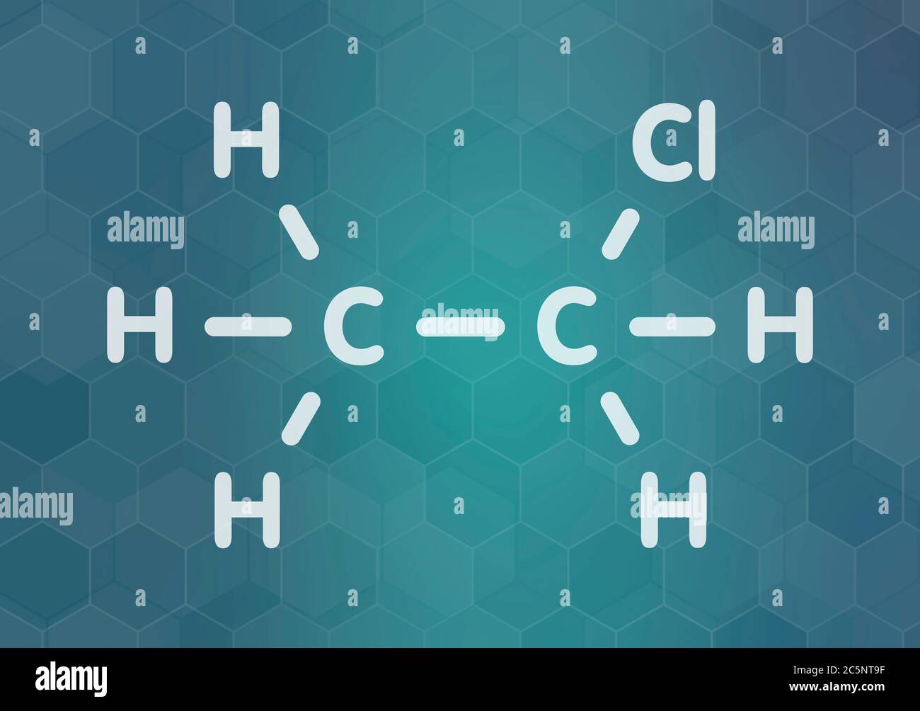 Chloroethane (ethyl chloride) local anaesthetic molecule. Skeletal