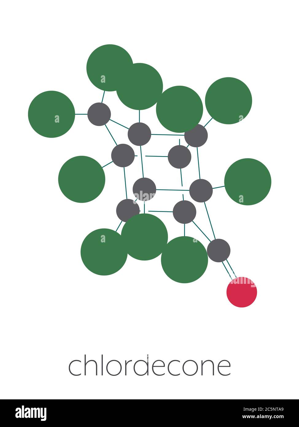 Chlordecone or kepone pesticide molecule. Stylized skeletal formula