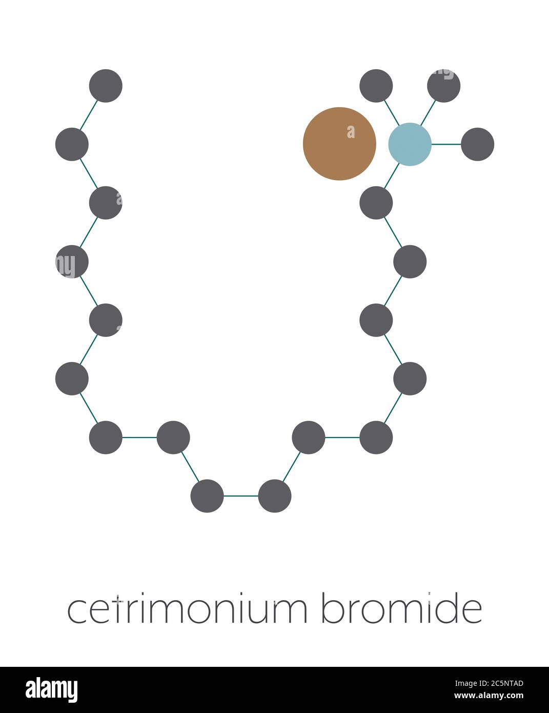 Cetrimonium bromide antiseptic surfactant molecule. Stylized skeletal