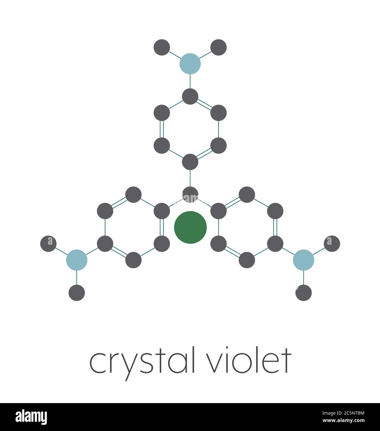 Crystal violet (gentian violet) molecule. Dye molecule used in Gram