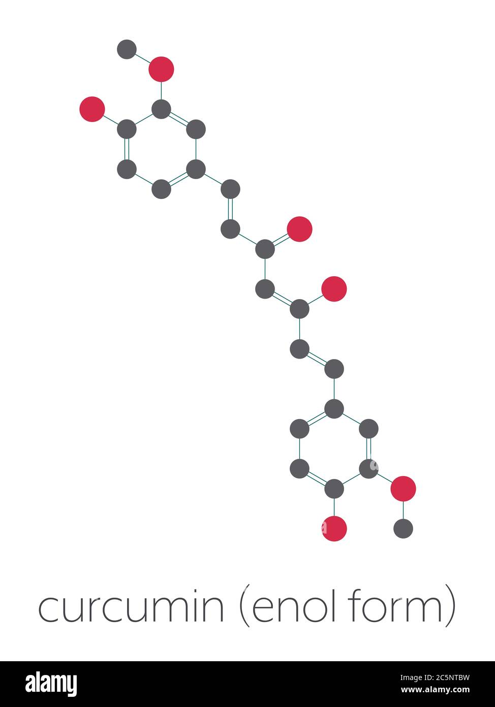 Curcumin turmeric spice molecule. Stylized skeletal formula (chemical