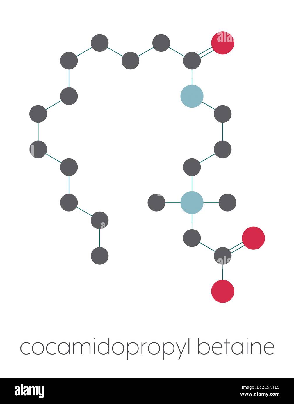 Suri Sanktion kylling Cocamidopropyl betaine (CAPB) synthetic surfactant molecule. Used in shampoo,  soap, hair conditioner, etc. Stylized skeletal formula (chemical  structure): Atoms are shown as color-coded circles: hydrogen (hidden),  carbon (grey), nitrogen (blue), oxygen ...