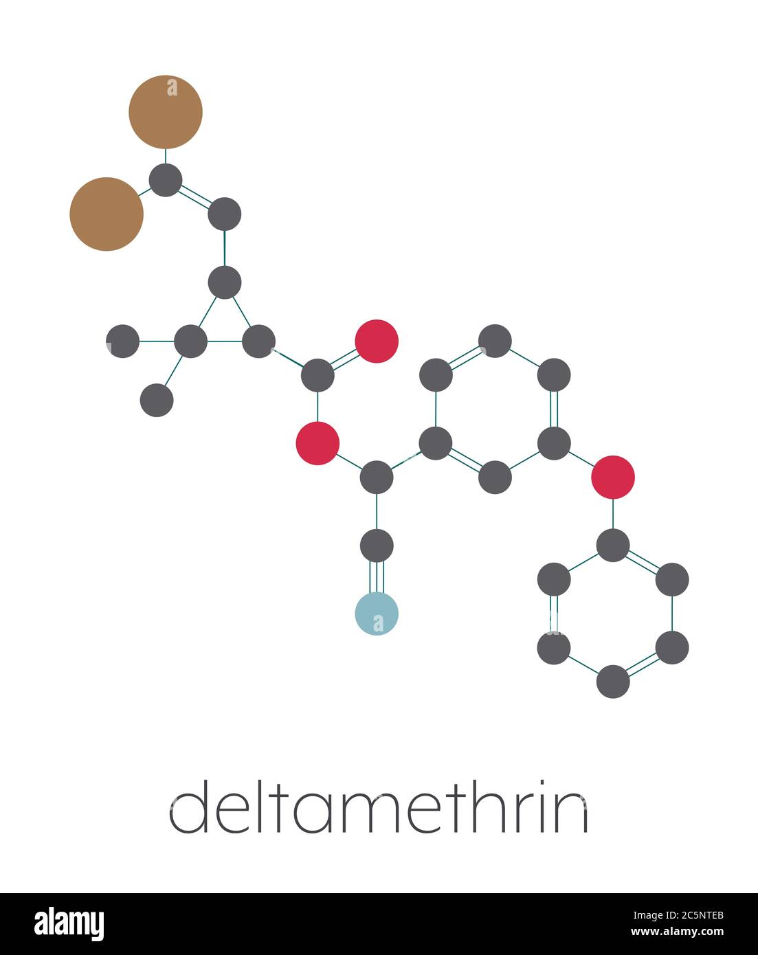 Deltamethrin insecticide molecule (synthetic pyrethroid). Stylized ...
