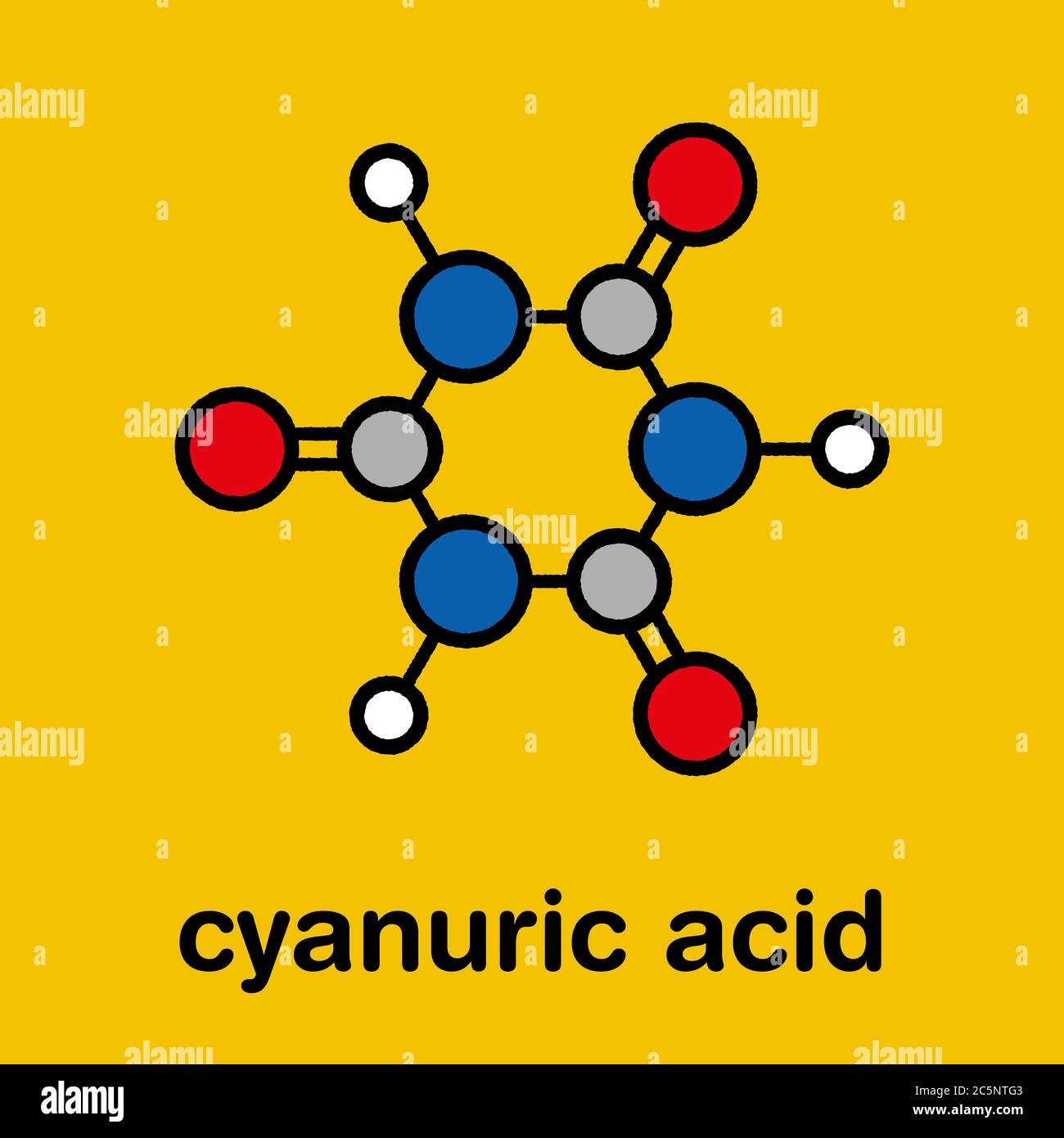 Cyanuric acid molecule. Precipitates with melamine, thus potentially causing kidney damage