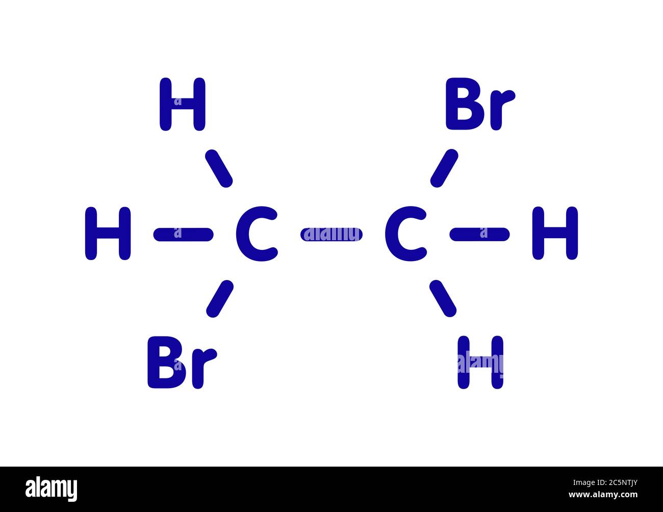 Ethylene dibromide (EDB, 1,2-dibromoethane) fumigant molecule. Skeletal formula. Stock Photo