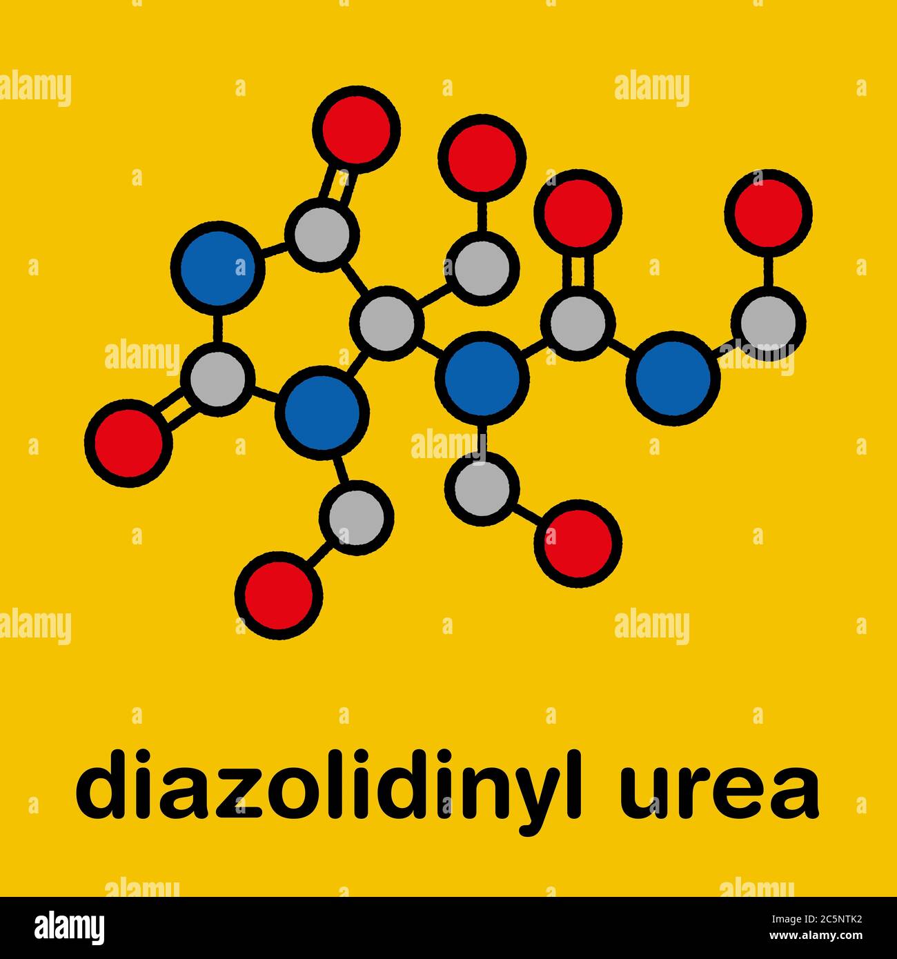 Diazolidinyl urea antimicrobial preservative molecule (formaldehyde releaser). Stylized skeletal