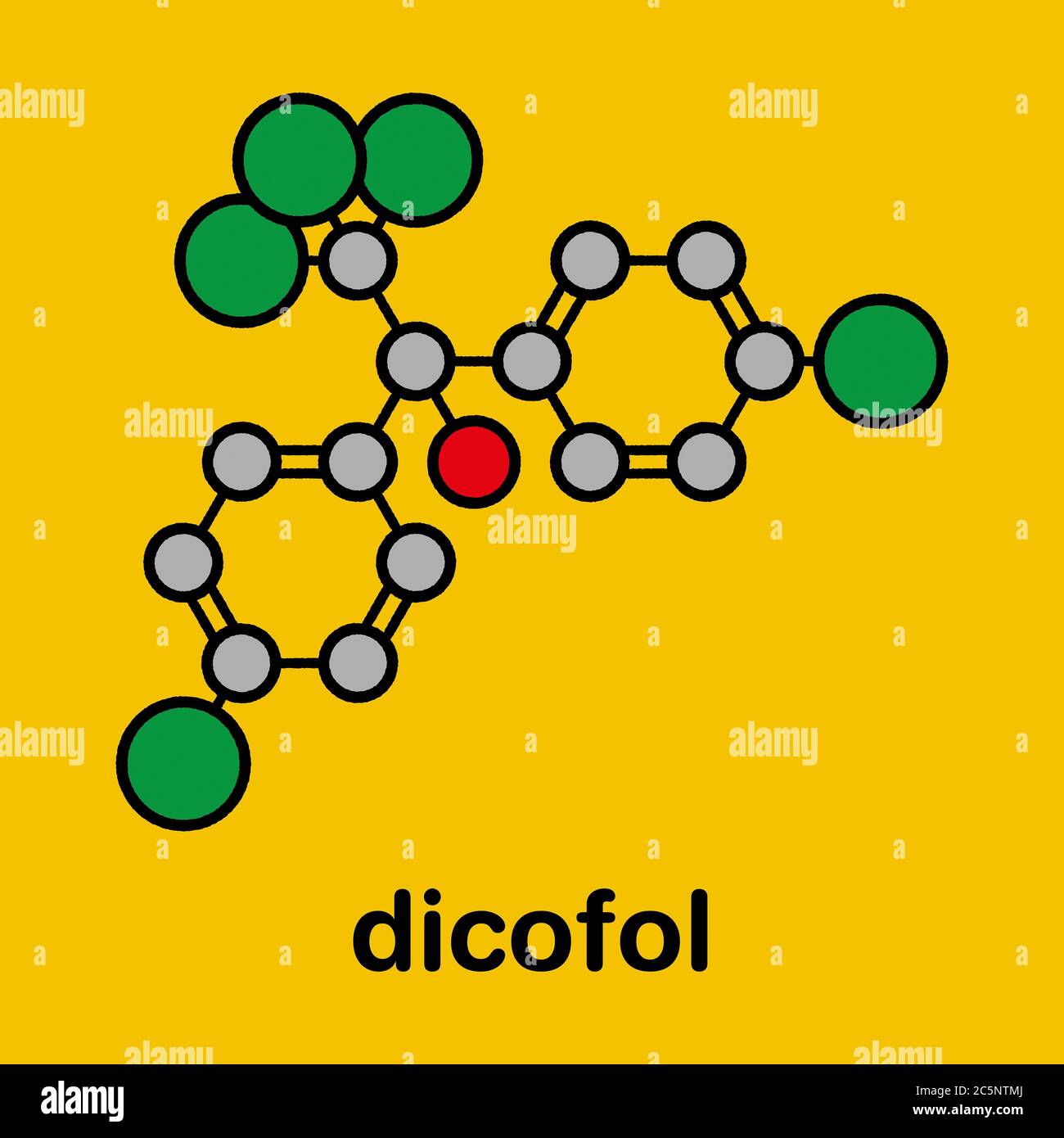 Dicofol organochlorine pesticide molecule. Stylized skeletal formula ...