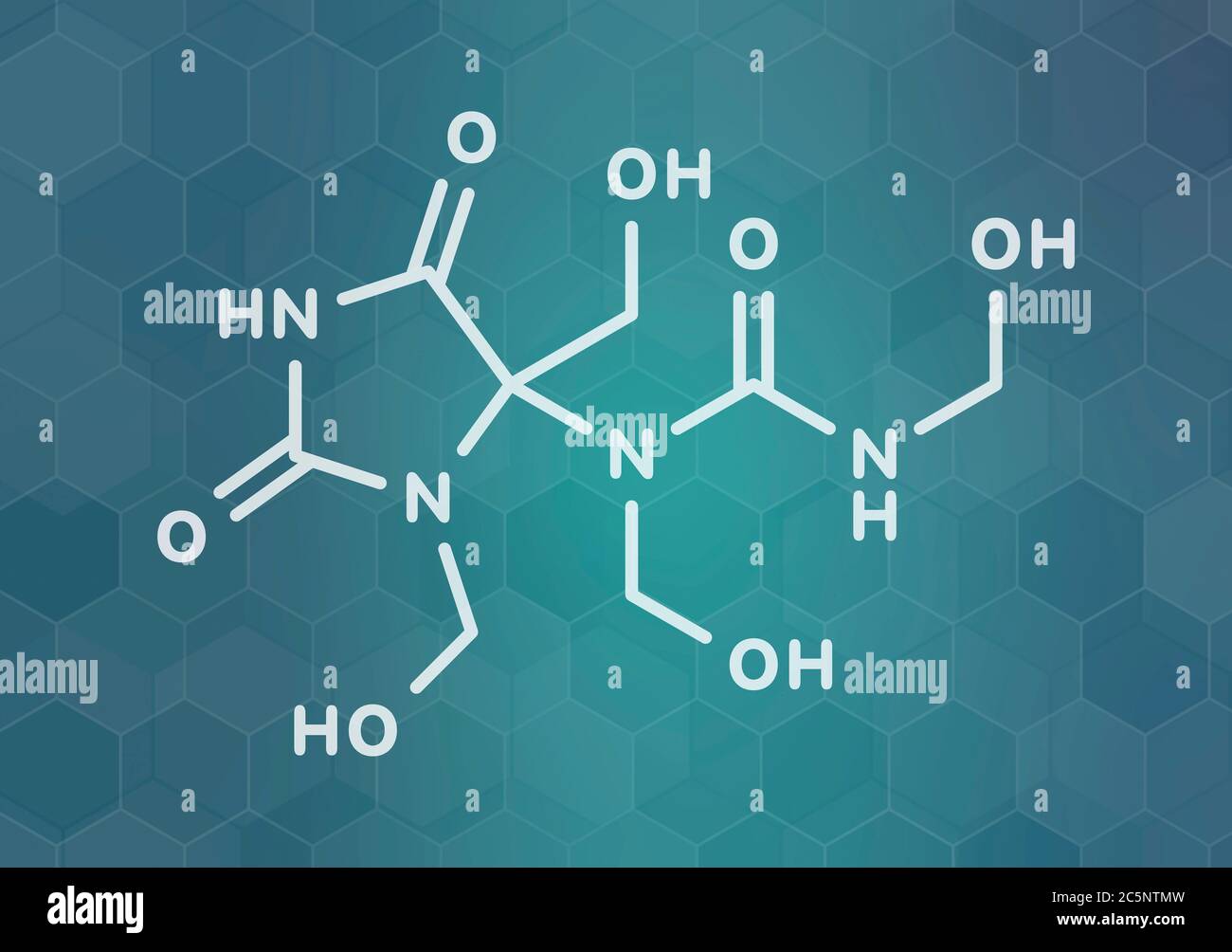 Diazolidinyl urea antimicrobial preservative molecule (formaldehyde