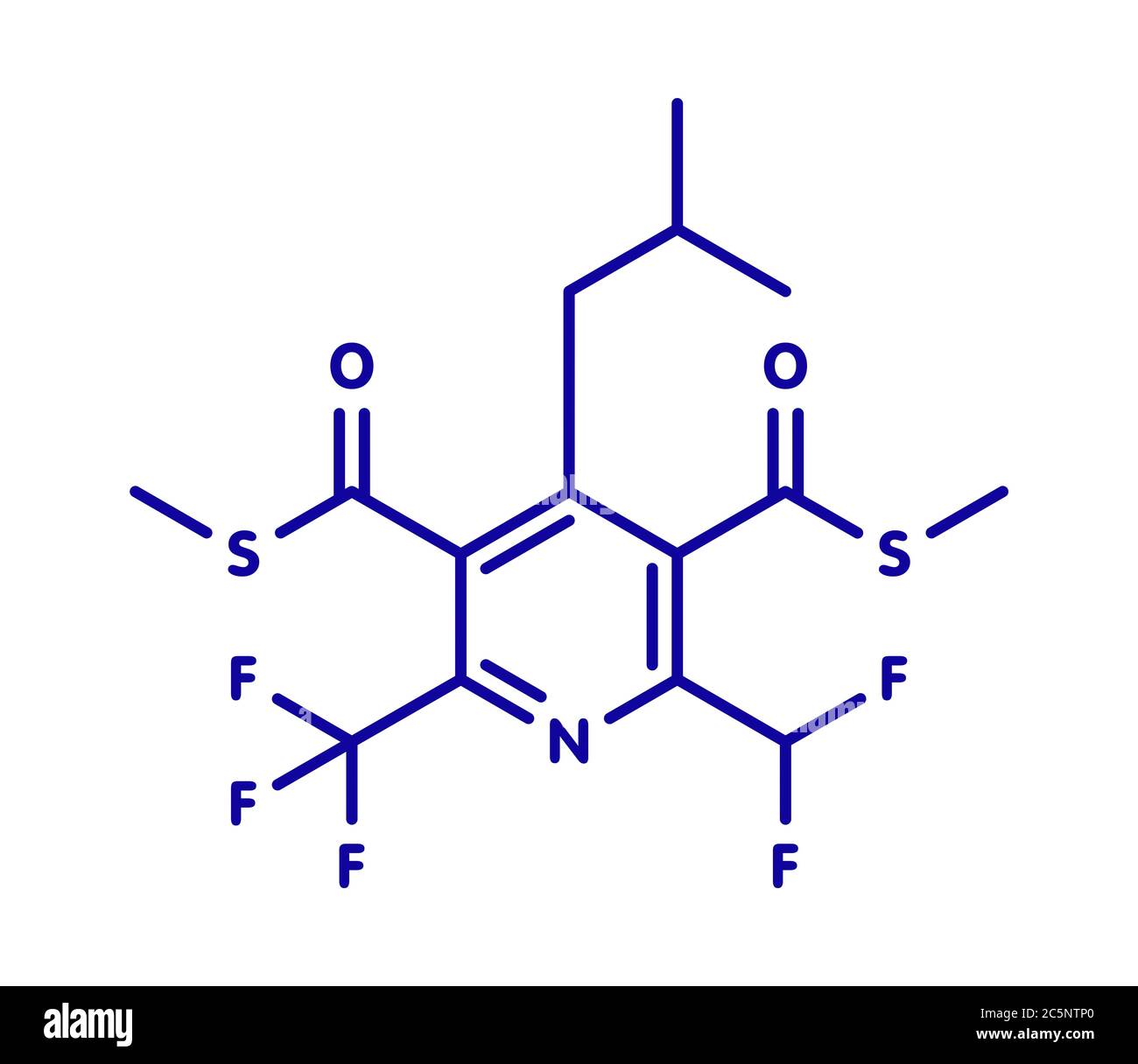 Dithiopyr preemergent herbicide molecule. Skeletal formula. Stock Photo