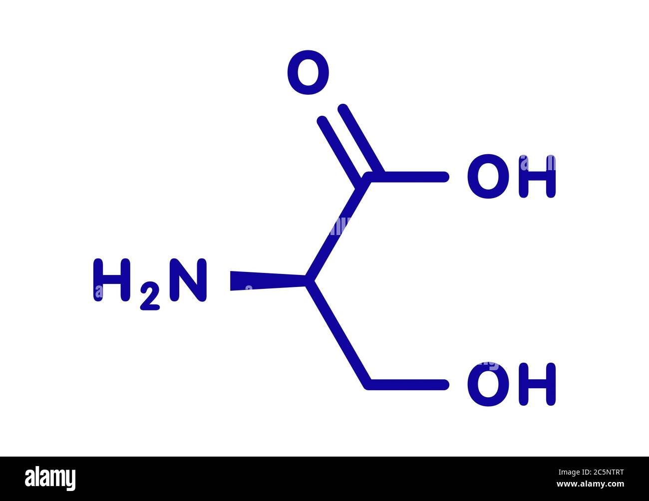 D-serine amino acid molecule. Enantiomer of L-serine. Skeletal formula. Stock Photo