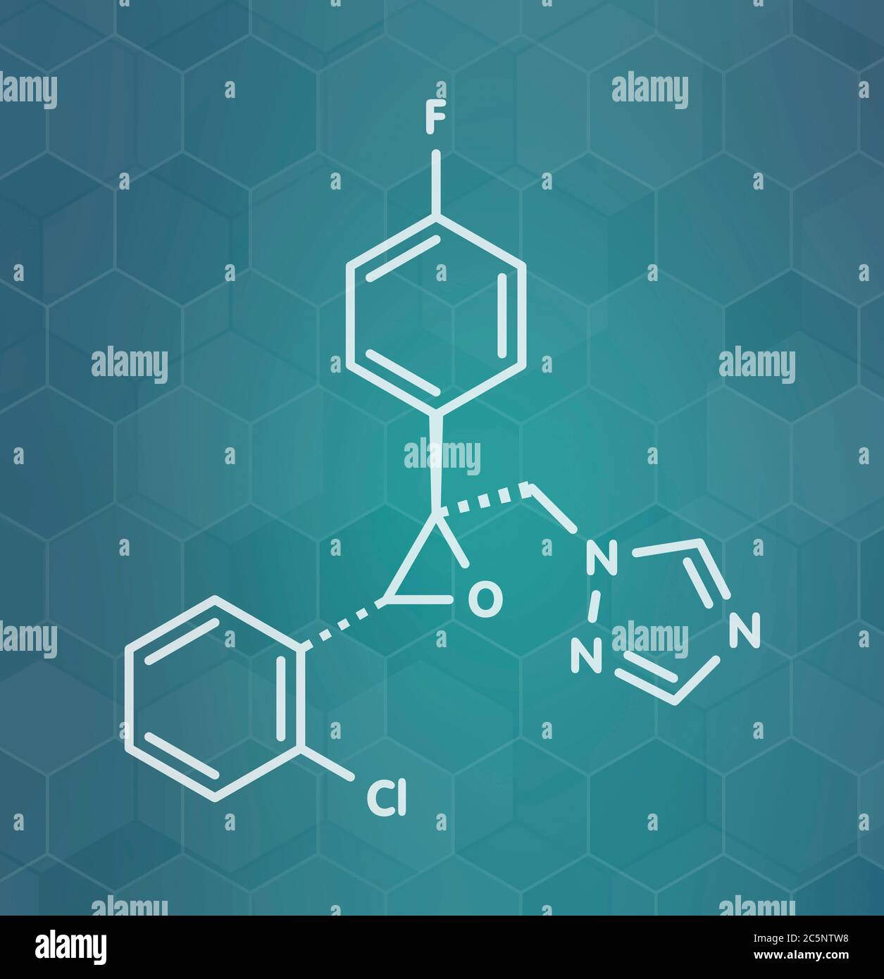 Epoxiconazole pesticide molecule. Skeletal formula. Stock Photo