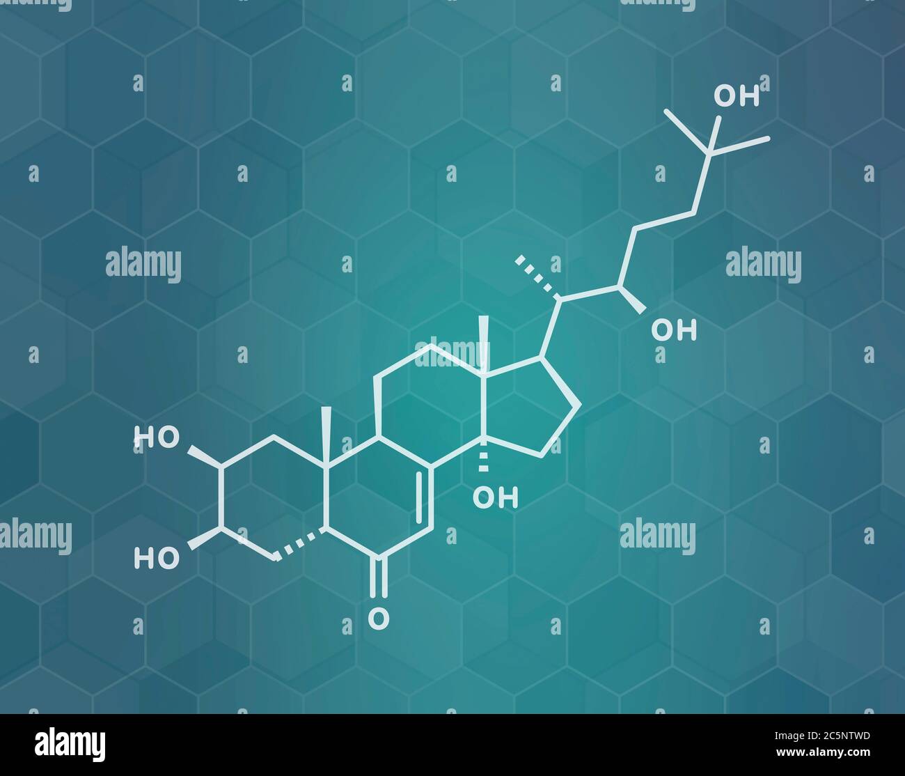 Ecdysone insect moulting prohormone. Skeletal formula. Stock Photo