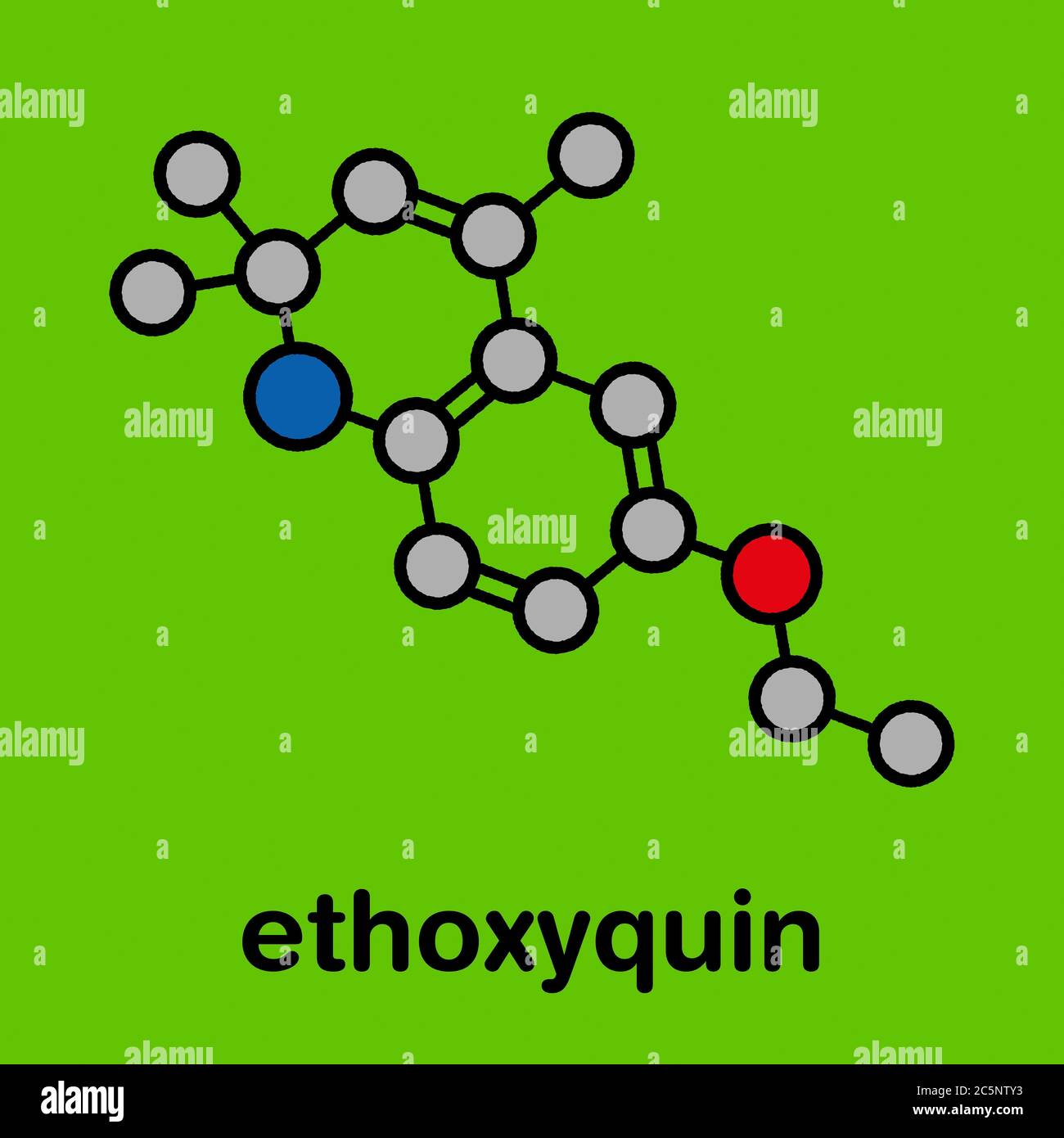 Ethoxyquin antioxidant food preservative molecule. Also used to control