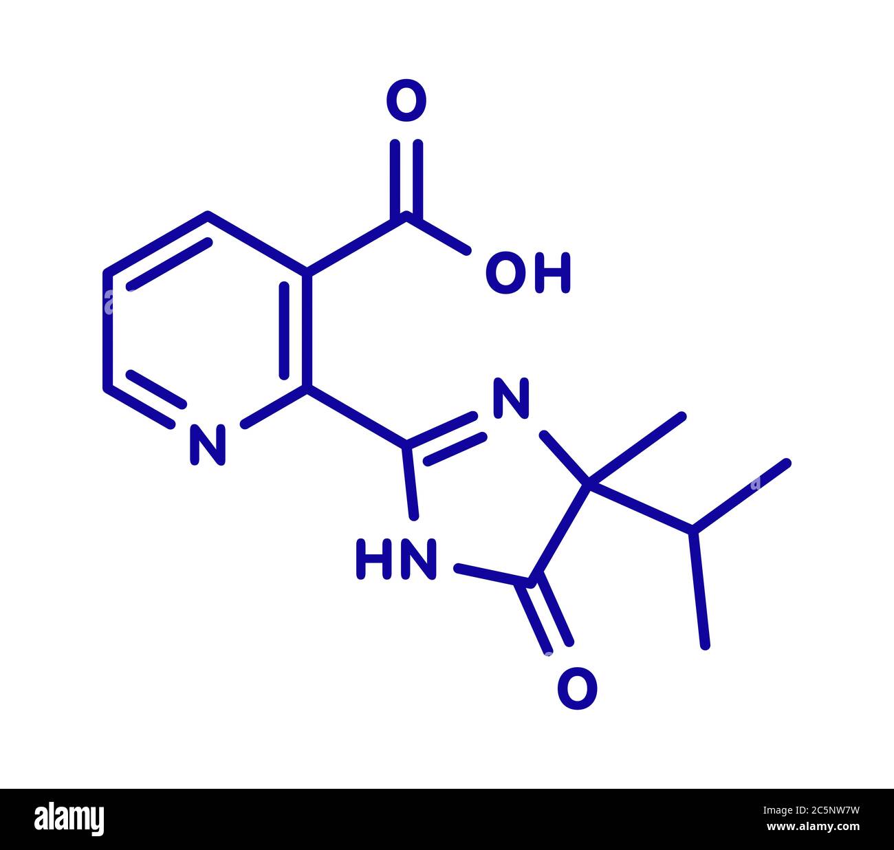 Imazapyr herbicide molecule. Skeletal formula. Stock Photo