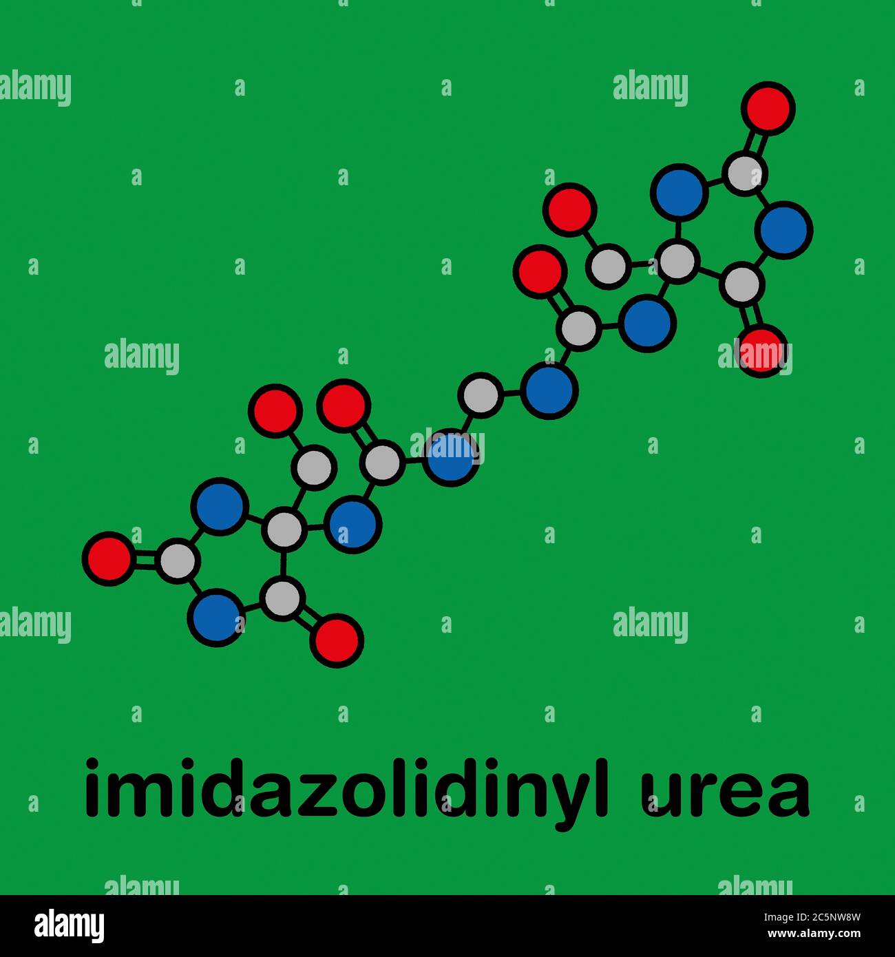 Imidazolidinyl urea antimicrobial preservative molecule (formaldehyde releaser). Stylized