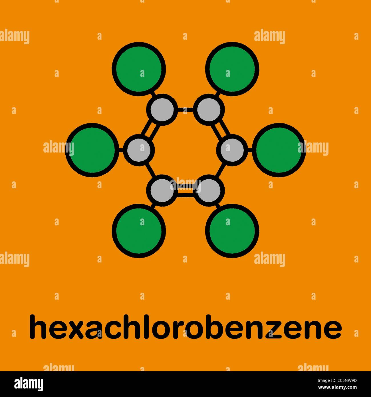 Hexachlorobenzene (perchlorobenzene, HCB) banned fungicide molecule ...