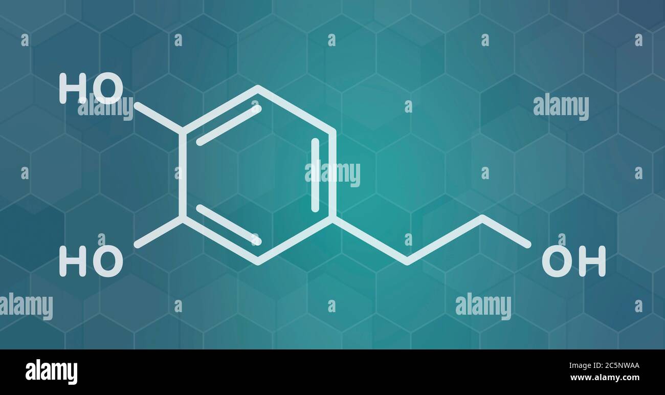 Hydroxytyrosol olive oil antioxidant molecule. Skeletal formula Stock ...