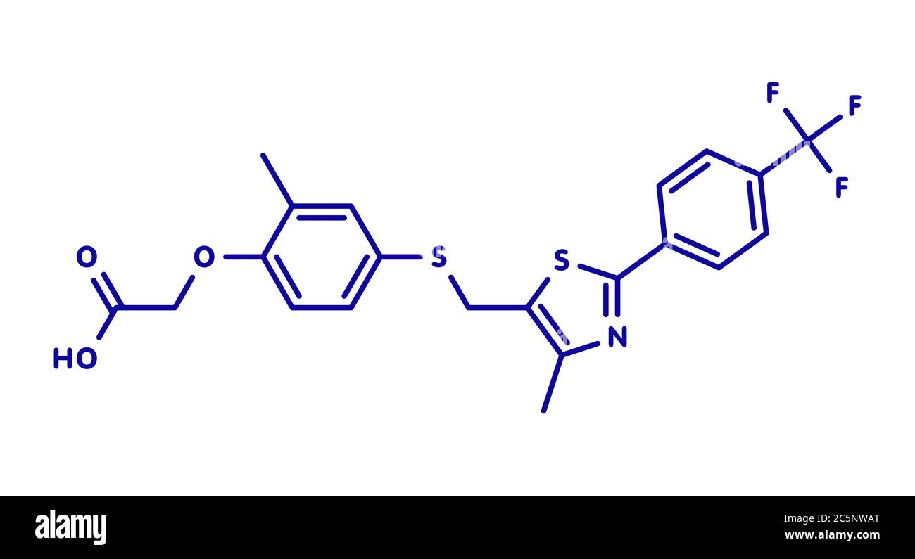 GW501516 (endurobol) performance enhancing drug molecule (illegal). Skeletal formula. Stock Photo
