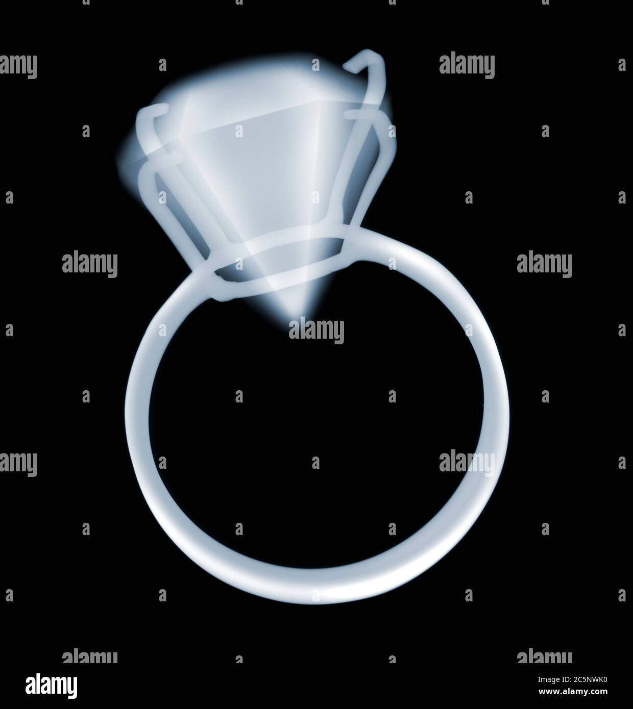 Diamond ring costume jewellery, X-ray. Stock Photo