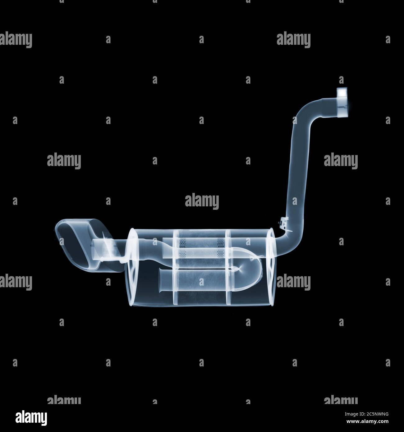 Car exhaust, coloured X-ray. Stock Photo