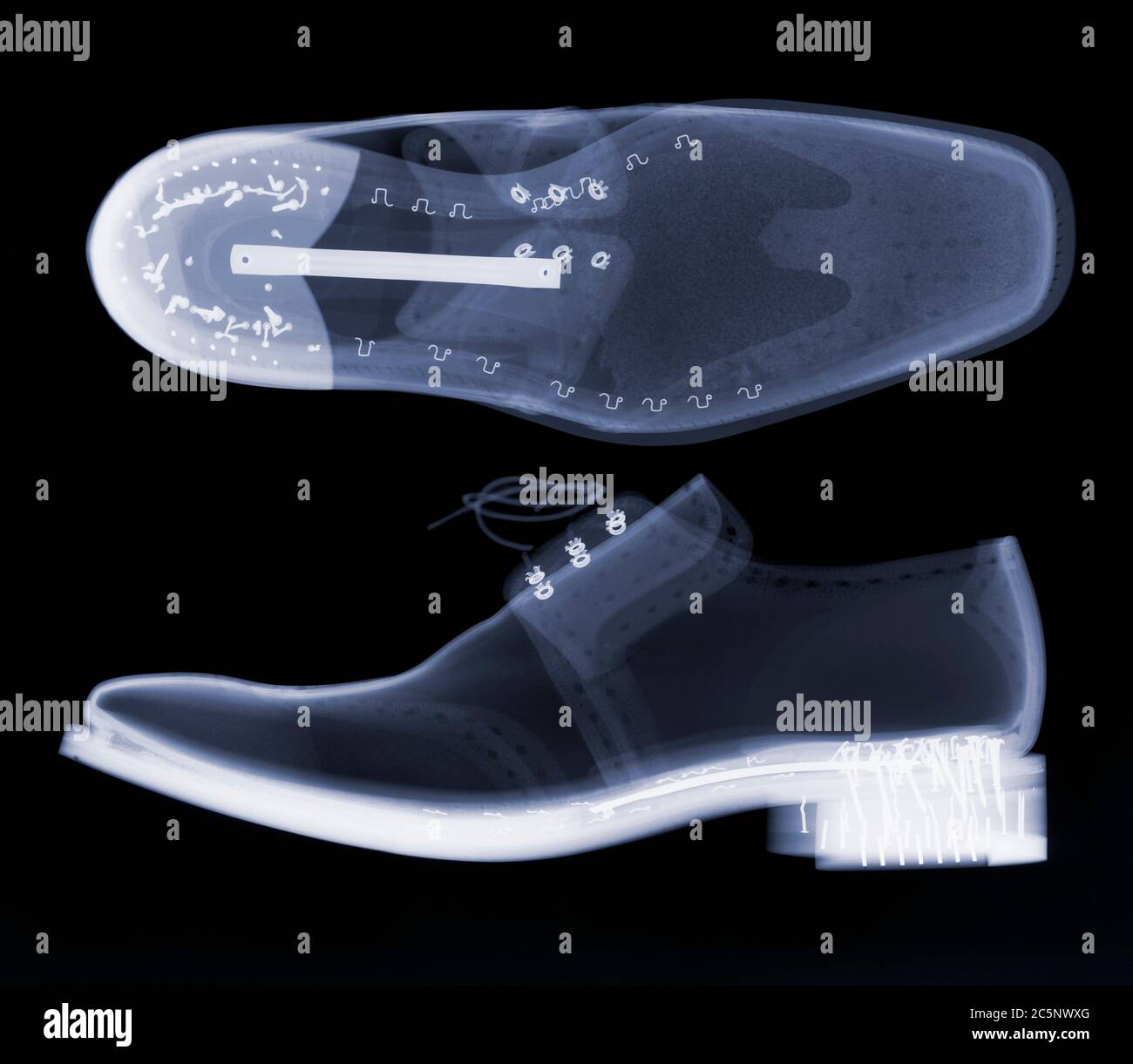 Men's brogue shoes, X-ray. Stock Photo